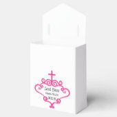 Hübsches rosa Kreuz und Scroll Anpassbare Taufe Geschenkschachtel (Geöffnet)