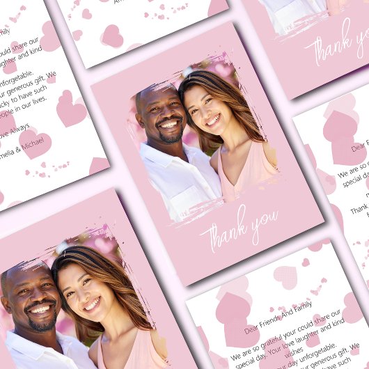 Hübsches rosa Liebe Foto Dankeskarte