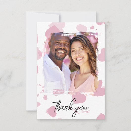 Hübsches rosa Liebe Foto Dankeskarte (Vorderseite)