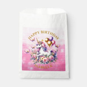 Hübsches Rosa, Lila und Gold Einhorn Geburtstag  Geschenktütchen
