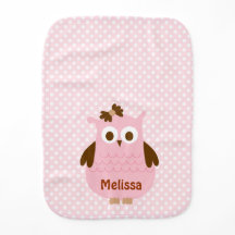 Hübsches rosa Mädchen Eulen-Bibs (personalisiert)