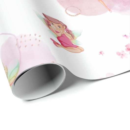 Hübsches, rosa Märchenpapier für Mädchen Geschenkpapier (Rolleneckpunkt)