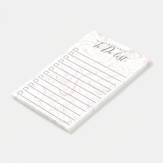 Hübsches rosa Marmormuster Post-it Klebezettel (angewinkelt)