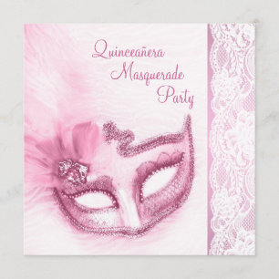 Hübsches Rosa-Maskenbild-Party Einladung