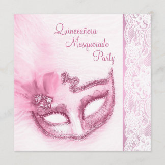 Hübsches Rosa-Maskenbild-Party Einladung
