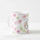 Hübsches Rosa Minze Ranunculus Pferd Kaffeetasse (Vorderseite Links)