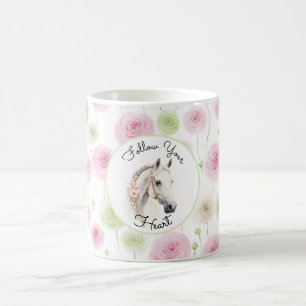 Hübsches Rosa Minze Ranunculus Pferd Kaffeetasse