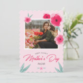 Hübsches Rosa Mother Day Foto Feiertagskarte (Stehend Vorderseite)