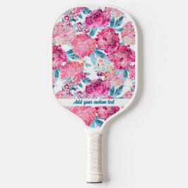 Hübsches rosa Muster für Blume mit Wasserfarben Pickleball Schläger