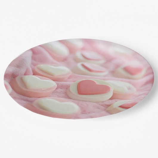 hübsches Rosa  Pappteller (Schrägansicht)