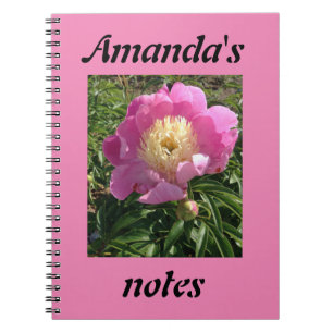 Hübsches rosa Peony Foto Personalisiert Notebook Notizblock