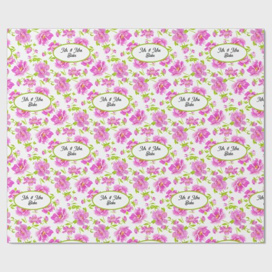 Hübsches rosa Peonys Personalisiertes Wrapping Pap Geschenkpapier (Flach)