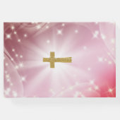 Hübsches Rosa Perlkreuz Gästebuch (Rückseite)