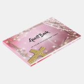 Hübsches Rosa Perlkreuz Gästebuch (Ecke)