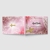 Hübsches Rosa Perlkreuz Gästebuch (Voll)