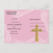 Hübsches Rosa Perlkreuz Save the Date Ankündigungspostkarte (Rückseite)