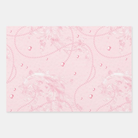 Hübsches Rosa Perlmutt Brautparty Geschenkpapier Set (Vorderseite 3)