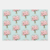 Hübsches rosa Pfingstrosen-Blumenstrauß-Muster Geschenkpapier Set (Vorderseite)