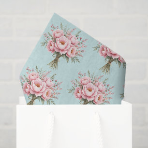 Hübsches rosa Pfingstrosen-Blumenstrauß-Muster Seidenpapier