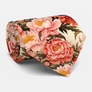 Hübsches rosa Pfingstrosen-Vintage-Blumenmuster Krawatte
