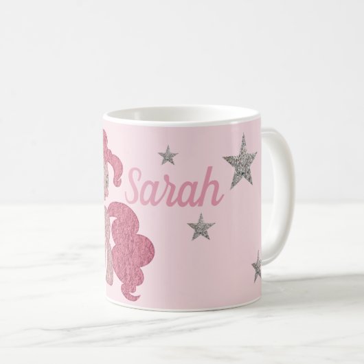 Hübsches rosa Pony Personnalised Kaffeetasse (VorderseiteRechts)