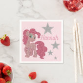 Hübsches rosa Pony personnalisiert Serviette (Beispiel)