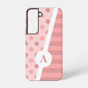 Hübsches rosa Punkte- und Streifenmuster Samsung Galaxy Hülle