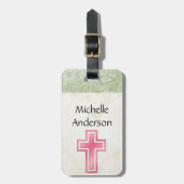 Hübsches rosa queres christliches D2 Gepäckanhänger (Vorderseite vertikal)