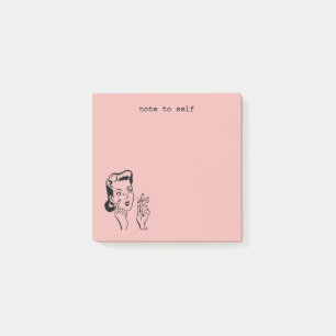 Hübsches rosa Retro-Hausfrau-Funny-Notiz an mich s Post-it Klebezettel