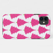 Hübsches rosa Retro Weihnachtsbaum-Muster Case-Mate iPhone Hülle (Rückseite (Horizontal))