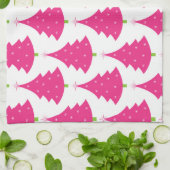 Hübsches rosa Retro Weihnachtsbaum-Muster Handtuch (Gefaltet)