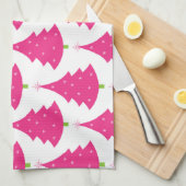 Hübsches rosa Retro Weihnachtsbaum-Muster Handtuch (Viertel Falte)