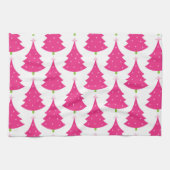 Hübsches rosa Retro Weihnachtsbaum-Muster Handtuch (Horizontal)
