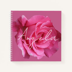 Hübsches rosa Rosen-Blumenmuster mit anpassbarem N Notizblock
