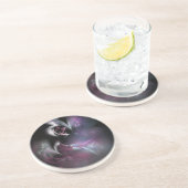 Hübsches rosa Rosen-Fraktal Sandstein Untersetzer (Seite)