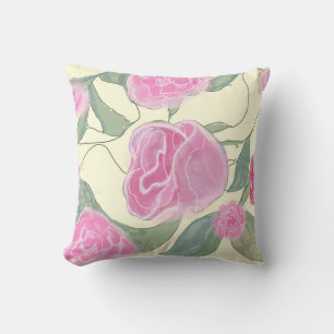 Hübsches rosa Rosenmuster Digitale Farbe Kissen