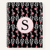 Hübsches rosa Roses Monogram Theme Notizblock (Vorderseite)