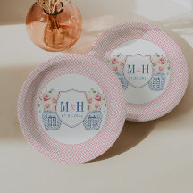 Hübsches rosa Roses Monogramm Brautparty Party