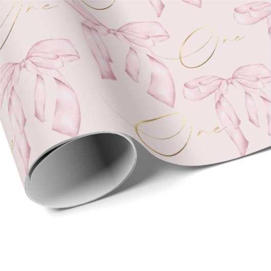 Hübsches rosa Schleife Eins Geschenkpapier (Rolleneckpunkt)