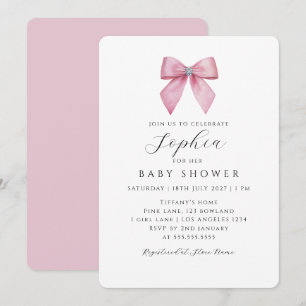 Hübsches rosa Schleifen Mädchen Baby Shower Einladung