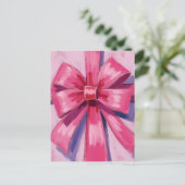 Hübsches rosa Schleifenband Wasserfarben Postkarte (Stehend Vorderseite)
