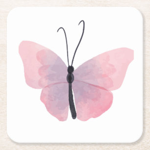 Hübsches Rosa Schmetterling-Gastgeschenk Rechteckiger Pappuntersetzer
