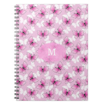 Hübsches rosa Schmetterling Kawaii Spiralnotizbuch