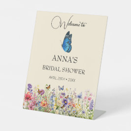 Hübsches Rosa Schmetterlinge Brautparty Sockelschild