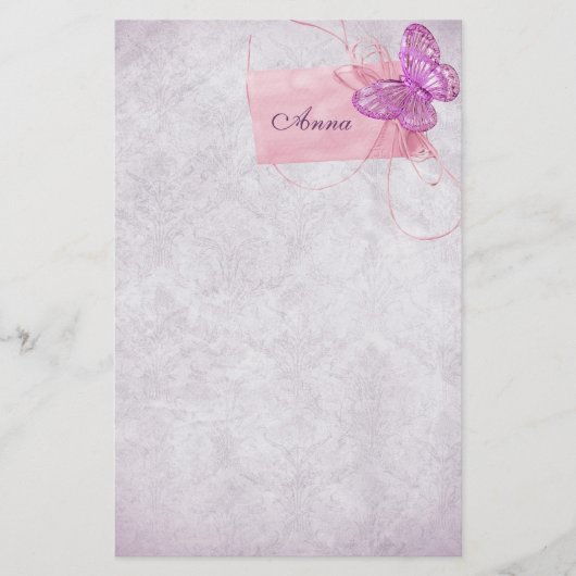 Hübsches rosa Schmetterlingsdesign Briefpapier (Vorderseite)