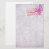 Hübsches rosa Schmetterlingsdesign Briefpapier (Vorne/Hinten)