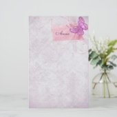 Hübsches rosa Schmetterlingsdesign Briefpapier (Stehend Vorderseite)
