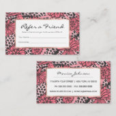 Hübsches rosa schwarzes Blumenleopard-Druck-Muster Empfehlungskarte (Vorne/Hinten)