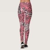 Hübsches rosa schwarzes Blumenleopard-Druck-Muster Leggings (Rückseite)