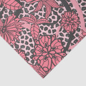 Hübsches rosa schwarzes Blumenleopard-Druck-Muster Seidenpapier (Ausschnitt)